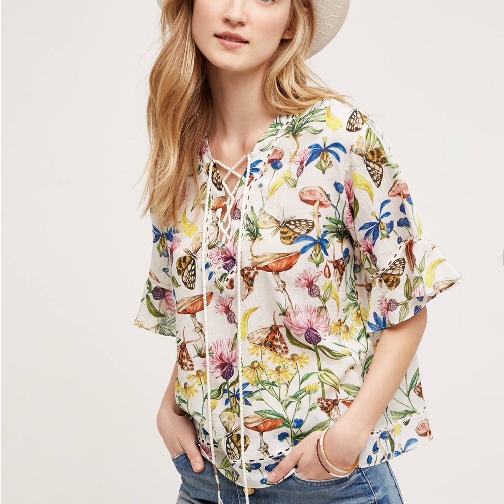 Anthropologie TryB Flora & Fauna Blouse